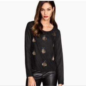 H&M Long Sleeve Beaded and Sequin Bee Blouse